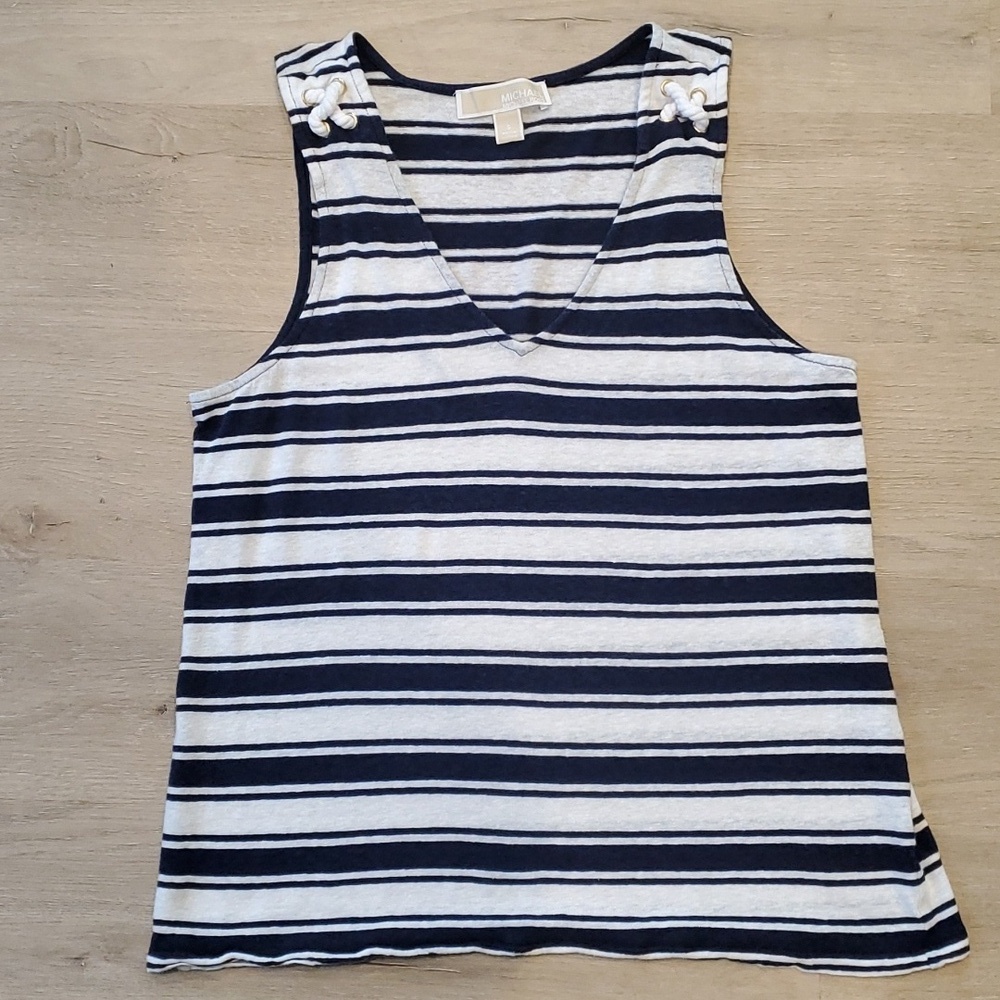 Michael Kors Navy/white Stripe Sleeveless Tank Size S